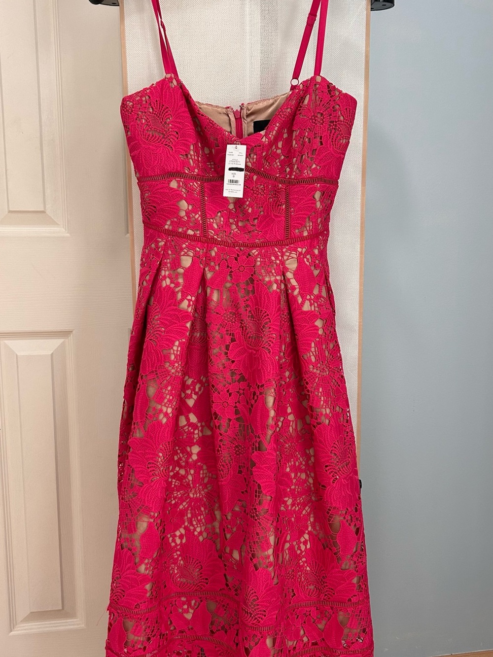 White House Black Market Hot Pink Lace Midi Dress